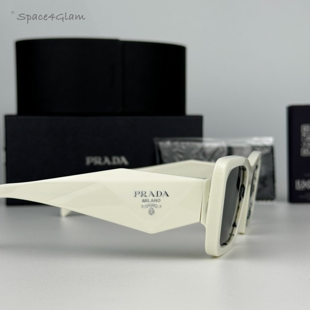 NEW Prada PR08YS 02V5S0 White Havana Black Gray Cat Eye Unisex Sunglasses - Picture 5 of 13